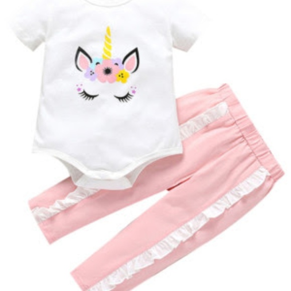 Baby unicorn party pant and onesie set (3 Months) - Picture 1 of 3